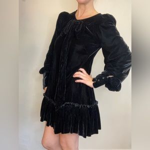 Black velvet long sleeve holiday dress